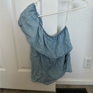 American Eagle chambray off the shoulder blouse